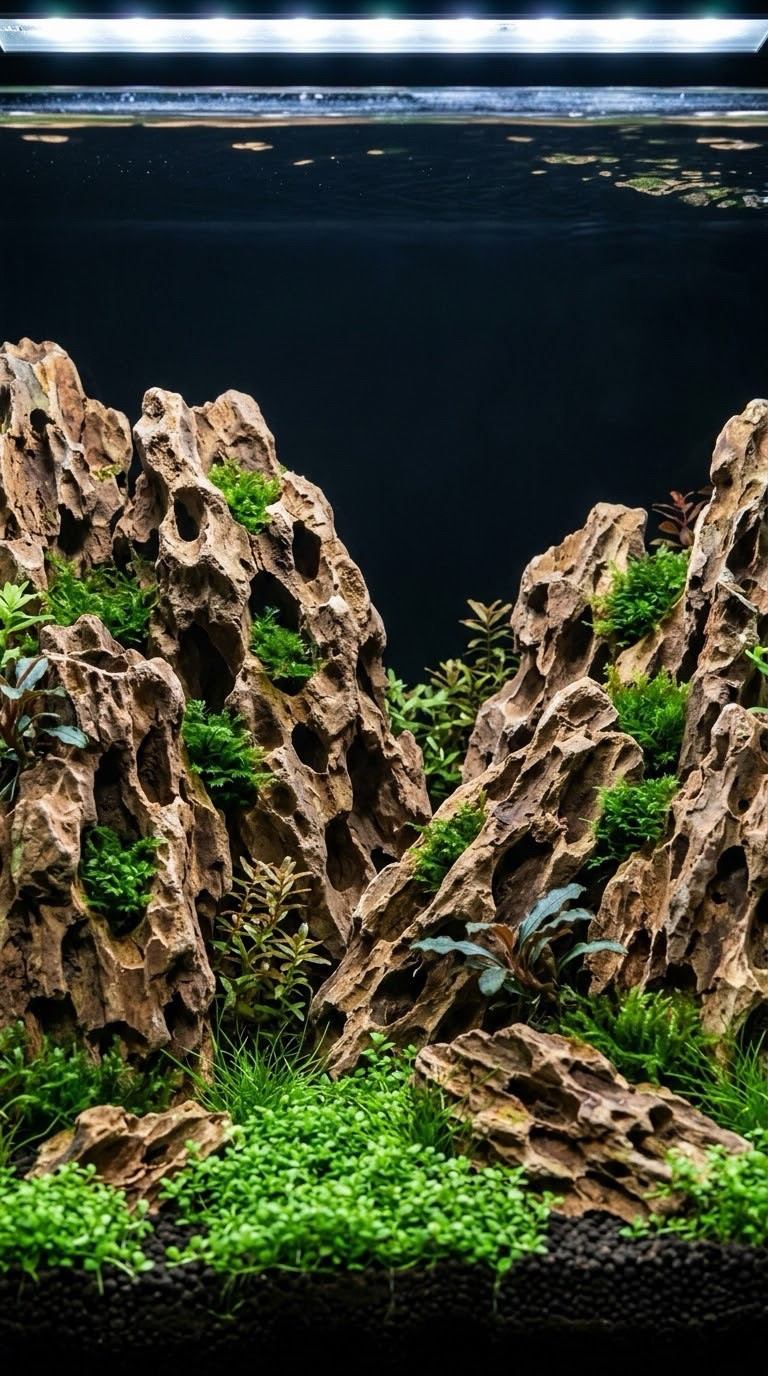 Dragon Stone hardscape with carpeted foreground
