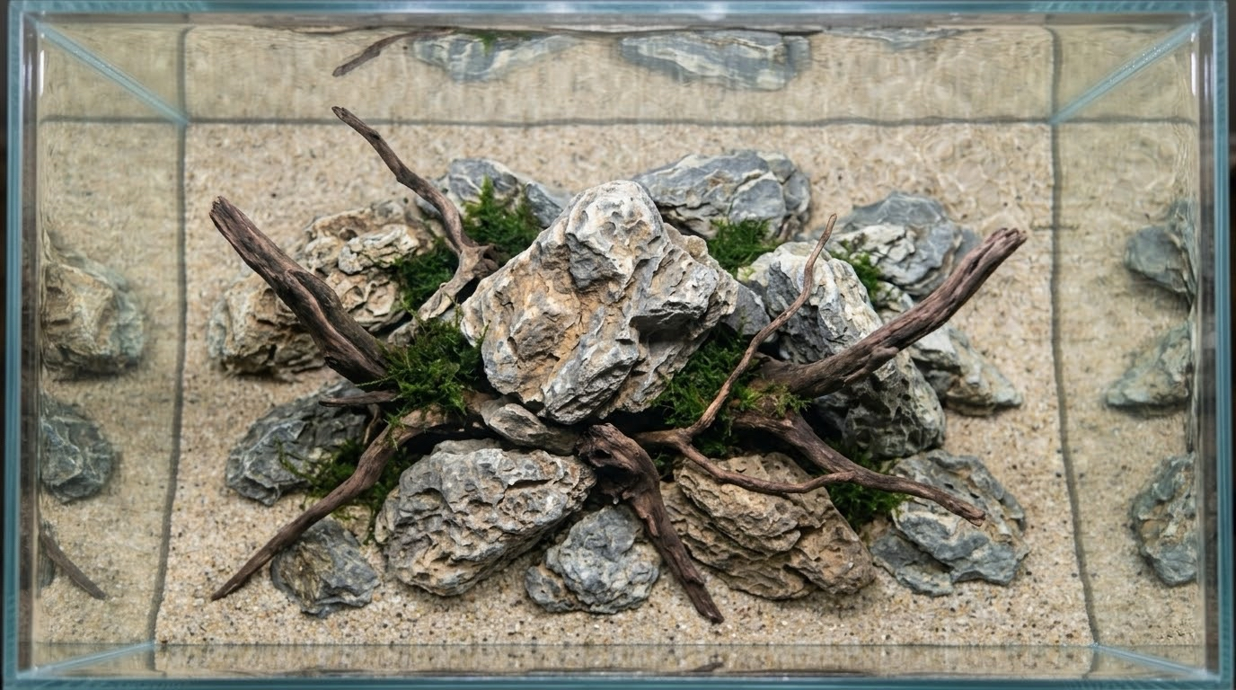 Hardscape-Forward, wide composition